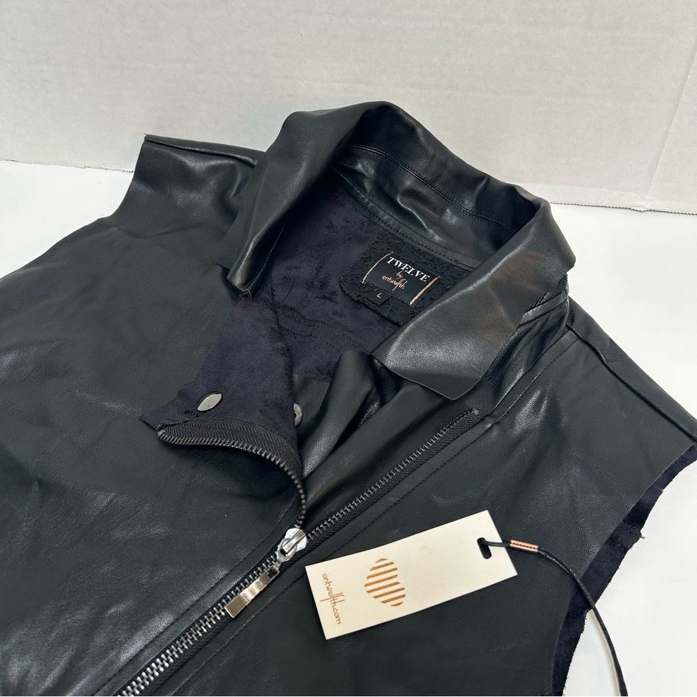 Twelve by OnTwelfth NWT Black‎ Casablancas Moto Vest Faux Leather size Large